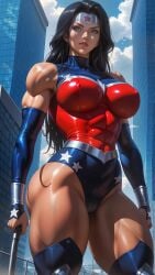 abs ai_generated big_breasts dc dc_comics erect_nipples justice_league large_breasts muscle muscle_girl muscle_tone muscles muscular muscular_female sexually_suggestive skindentation sky4maleja toned toned_female wonder_woman wonder_woman_(series)