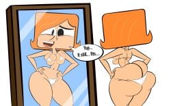 ass_cleavage big_ass big_breasts bikini black_eyes breasts butt_crack cartoon_network cleavage codykins123 debbie_turnbull female funny long_hair mirror orange_hair robotboy smile string_bikini tight white_background wide_hips