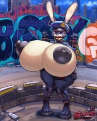 1female 1girls alternate_version_available anthro ball_gag big_breasts bondage bondage_gear breasts cleavage disney female female_focus female_only huge_breasts judy_hopps large_breasts large_tits police police_hat policewoman rabbit rabbit_ears rabbit_girl rabbit_tail snao tagme thick_thighs thighs zootopia zootropolis