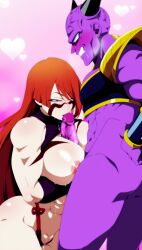 ai_generated alien alien_humanoid captain_ginyu crossover dragon_ball dragon_ball_z fuma_kotaro_(tenkaichi) interspecies muscular muscular_female muscular_male purple_skin red_eyes red_hair ryulko tagme tenkaichi_nihon_saikyou_bugeisha_ketteisen