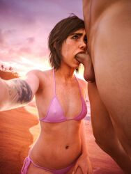 1boy 1girls 3d bikini blowjob ellie_(the_last_of_us) ellie_williams fellatio female female_focus male nudumart penis selfie tagme the_last_of_us the_last_of_us_2