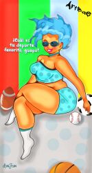 artbae aunt baseball basketball blue_eyes blue_hair chubby chubby_belly chubby_cheeks chubby_female clothed clothed_female clothing earring earrings español espan football gilf glasses granny latina latina_female latina_gilf latina_milf legs legs_crossed looking_at_another looking_at_viewer mexican mexican_female milf original original_character original_characters peace_sign polka_dot sexy shades smile smiling smiling_at_viewer soccer soccer_ball socks spanish spanish_dialogue spanish_text sports sports_shorts sports_uniform sportswear thick thick_ass thick_legs thick_thighs thighs