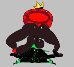 2025 animate_inanimate anthro anus ass balls big_balls big_butt big_penis black_body black_fur bovid c._round_(deltarune) caprine checker clothing crown darkner deltarune digital_media_(artwork) duo footwear fur genitals goat green_clothing green_footwear green_hat green_headwear green_shoes grey_background hat headgear headwear huge_balls huge_cock king_round lying lying_on_ground male male/male mammal on_front on_ground penis penis_on_butt ralsei rear_view shoes simple_background superiorfox thick_thighs undertale_(series) vein veiny_penis x_anus