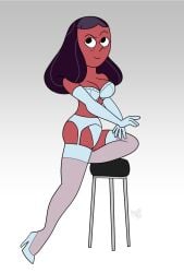 atomictiki dark-skinned_female female high_heels lingerie milf priyanka_maheswaran solo steven_universe stool