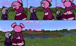 baws_(artist) big_ass big_butt blush comic comic_page cute cute_face femboy funny huge_ass huge_butt minecraft pink_hair pinky_(baws) purple_(baws) purple_hair