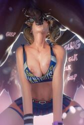 1boy 1boy1girl 1girls 3d areola areolae big_breasts big_penis blowjob breasts cheerleader cheerleader_outfit cheerleader_uniform dark-skinned_male dark_skin face_fucking fellatio female female_focus female_penetrated fugtrup interracial juliet_starling light-skinned_female light_skin lollipop_chainsaw male male/female nipples nude nude_female oral sex skirt straight