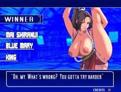 ass ass_up big_ass big_breasts breasts fatal_fury female female_focus female_only human human_female human_only king_of_fighters leg_up light-skinned_female light_skin mai_shiranui neophitebyte pixel_art retro_artstyle snk thick_thighs twitter_link