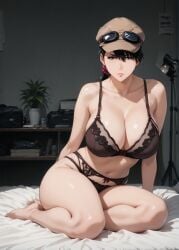 1girls 2d ai_generated ass big_ass big_breasts black_hair bleach bleach:_the_thousand-year_blood_war bra breasts brown_eyes curvaceous curvaceous_female curvaceous_figure curvy curvy_figure dark_eyes hat high_quality hourglass_figure huge_breasts ikumi_unagiya inviting_to_sex kneeling large_breasts light-skin light-skinned_female lingerie lips low_ponytail mature mature_female mature_woman medium_hair milf milf-master mommy on_bed pale-skin pale-skinned_female panties ponytail posing sagging_breasts seductive seductive_look sexy_pose short_ponytail side_view sideboob sitting sitting_on_bed stable_diffusion tagmeo thick_ass thick_butt thick_thighs thighs unagiya_ikumi wide_hips