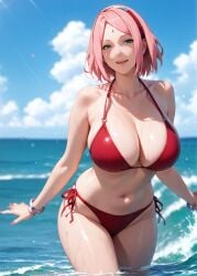 1girls 2d ai_generated ass beach big_ass big_breasts bikini bikini_bottom bikini_top boruto:_naruto_next_generations breasts curvaceous curvaceous_female curvaceous_figure curvy curvy_figure happy high_quality hourglass_figure huge_breasts inviting_to_sex large_breasts light-skin light-skinned_female lips mature mature_female mature_woman medium_hair midriff milf milf-master mommy naruto naruto_(series) naruto_shippuden outdoors outside pale-skin pale-skinned_female pink_hair posing sagging_breasts sakura_haruno seductive seductive_look sexy_pose short_hair stable_diffusion tagmeo thick_ass thick_butt thick_thighs thighs water wide_hips