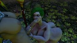 3d animated big_ass big_breasts big_penis dota_2 fellatio female futa_on_female futanari green_eyes green_hair intersex kneeling legion_commander licking oral pudge_(dota_2) source_filmmaker tagme video