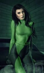 black_hair black_lips black_lipstick clothed clothed_female clothes clothing color colored dark_hair disney female female_focus female_only fully_clothed green_eyes green_skin human human_only kim_possible lipstick long_hair makeup realistic shego solo solo_female solo_focus uncensored viiperart