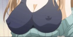 1girls animated breasts brown_hair erect_nipples erect_nipples_under_clothes female large_breasts mind_control possession screencap shirt sweater sweater_lift tagme tamashii_insert yui_takahashi