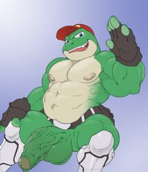 abs amphibian anthro balls big_penis foreskin frog green_body green_scales hi_res huge_cock humanoid_penis male male_only muscular muscular_male nintendo nipples penis reptile scales scalie slippy_toad solo star_fox utx-shapeshifter veiny_penis video_games