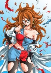 1girls android_21 android_21_(human) big_breasts blue_eyes cameltoe cleavage curly_hair curvy dragon_ball dragon_ball_fighterz dragon_ball_super dragon_ball_super_super_hero erect_nipples female glasses hoop_earrings huge_areolae huge_ass milf panties puffy_nipples shounen_jump thick_lips very_long_hair voluptuous vomi_(dragon_ball) wide_hips youngjijii