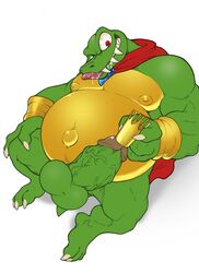 abstract_background balls belly big_balls big_penis bodily_fluids crocodile crocodilian crocodylid donkey_kong_(series) fangs green_body green_scales hi_res k_rool kremling male male_only nintendo nipples nude overweight overweight_male penis reptile saliva scales scalie solo teeth utx-shapeshifter vein veiny_penis video_games