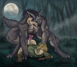 anal_sex animal_genitalia animal_penis anthro ass bara bent_over blonde_hair blue_eyes clothed dark_forest doggy_style exposed_ass fog full_moon furry gay glowing_eyes grass grey_fur gritted_teeth horror knotting large_penis link link_(twilight_princess) male male/male male_only male_penetrating muscles naughty_face night on_the_ground public_sex red_penis sex tears the_legend_of_zelda twilight_princess twink uchihamindfreak werewolf wolf wolf_link yaoi yellow_eyes