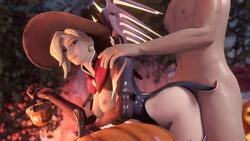 1boy 1girls 3d alternate_costume animated areolae ass blender blizzard_entertainment bouncing_breasts breasts evilaudio female from_behind its-gergless male mercy nipples overwatch sex sound straight tagme video witch_mercy