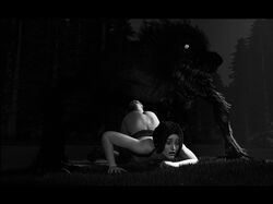 3d anal ass black_and_white lara_croft lara_croft_(survivor) lenaid monster mounted_for_sex penis rape taken_from_behind tomb_raider tomb_raider_(survivor) top-down_bottom-up werewolf