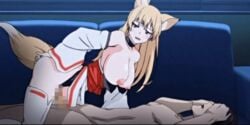 1boy 1girls animated breasts breasts_out cowgirl_position deity fox_ears fox_tail goddess kimono mind_control nabi_kitsune nipples panties panties_aside possession tagme tamashii_insert thighhighs