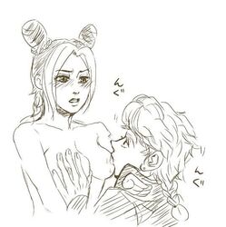 1boy 1girls blush breast_sucking breasts female giorno_giovanna incest jojo's_bizarre_adventure jolyne_kujo male manga nipples satoshi_itoguchi stone_ocean straight vento_aureo