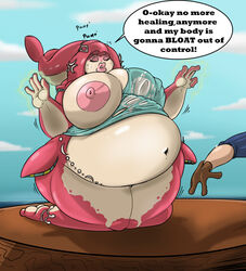 bbw belly big_belly breasts breath_of_the_wild expansion fat female huge_breasts inflation mipha nipples shinysteel the_legend_of_zelda weight_gain zora