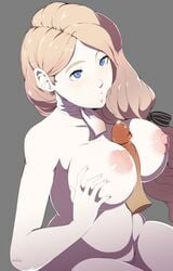 1boy 1girls areolae artist_name between_breasts big_penis blue_eyes breasts disembodied_penis duo erection female fire_emblem fire_emblem:_three_houses large_breasts long_hair male mercedes_von_martritz nintendo nipples paizuri penis precum spookiarts straight uncensored watermark