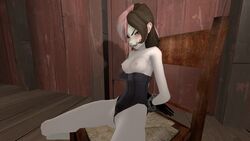 3d angry bondage bound breasts chains corset exposed_breasts exposed_pussy female gag gloves improvised_gag looking_at_viewer lupinvale neo_(rwby) pussy rwby tied_to_chair