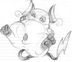 furry lined_paper male male_only monochrome nintendo pokémon_(species) pokemon pokemon_(species) pokemon_rgby raichu solo