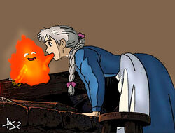 calcifer fire_cock howl's_moving_castle howl_no_ugoku_shiro oral sophie_hatter studio_ghibli tagme