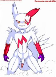 2008 anthro color dark_moltres front_view fur furry looking_at_viewer male male_only nude penis pokemon pokemon_(species) pokemon_rse solo standing tagme zangoose