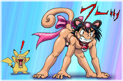 androgynous canon_crossdressing color crossdressing fur furry interspecies male male_only multiple_males nintendo nudity persian persian_(cosplay) persian_cat pikachu pokemon satoshi_(pokemon) shiny_persian shiny_pokemon