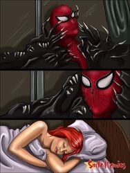 comic female male marvel mary_jane_watson sinful_comics spider-man spider-man_(series) spider-man_3 straight_hair symbiote venom