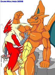 2008 abs anthro blaziken charizard color cum dark_moltres furry furry_only insertion interspecies male male_only masturbation multiple_males muscles nintendo no_humans nude penis pokemon pokemon_(species) sex side_view yaoi