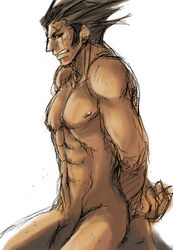 capcom furio_tigre gyakuten_saiban gyakuten_saiban_3 human kneeling male male_only nude shibakuzou_toranosuke side_view sketch solo tagme