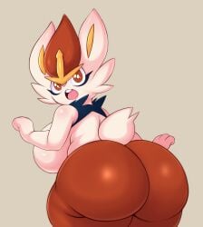 2022 absurd_res adorable anthro ass back_boob big_ass big_breasts big_butt breasts cinderace cure cute_face female female_only female_pokemon fur furry furry_only generation_8_pokemon hi_res huge_ass huge_breasts huge_butt looking_at_viewer looking_back looking_back_at_viewer nintendo open_mouth orange_eyes pokemon pokemon_(species) red_body saltyxodium solo solo_female tail teeth thick_thighs tongue white_body wide_hips