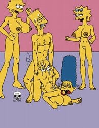 all_fours bart_simpson bent_over doggy_style female from_behind harem human incest lisa_simpson maggie_simpson male mother_and_daughter mother_and_son straight tagme the_fear the_simpsons yellow_body