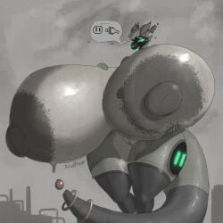 absurd_res ace0t0nic axo-05_(ace0t0nic) big_breasts big_nipples bodily_fluids breasts clothing female female_only genitals grey_body grey_skin grey_sky heart_symbol hearts_around_head hi_res holding_breast horn huge_breasts huge_nipples hyper hyper_breasts legwear machine nipples protogen sky solo sweat sweaty_breasts tail vulva