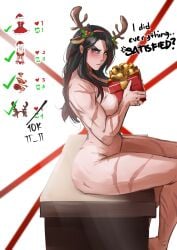 (lunnavrmlln) athletic athletic_female big_breasts blush breasts challenge christmas curvaceous curvaceous_body curvaceous_female curvaceous_figure curvaceous_hips curvy curvy_body curvy_female curvy_figure curvy_hips female female_focus female_only gift gift_box hips lewdna_v long_hair lunna lunnavrmlln muscular muscular_female naked naked_female nude nude_female oc original original_character reindeer_antlers ribbons santa_hat scar scars scars_all_over sitting submissive_female thick_hips thick_thighs thighs wide_hips