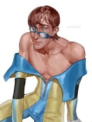 1boy dispatch_(game) knur505 male male_only skinny solo unzipped unzipped_bodysuit waterboy_(dispatch)