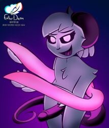 2023 anthro artist_logo back_tentacles balls bedroom_eyes big_penis black_sclera chest_tuft crotch_tuft demon demon_humanoid digital_media_(artwork) english_text erection eyebrows eyelashes featherdream femboy fingers fluffy fur genitals glans glowing glowing_eyes glowing_tentacles gradient_background hair hi_res humanoid humanoid_genitalia humanoid_penis logo long_tail looking_at_viewer male mammal murid murine narrowed_eyes nude open_mouth open_smile penis pink_eyes presenting presenting_penis pubes purple_background purple_body purple_fur purple_genitals purple_penis purple_tongue rat reggie_(whygena) rodent seductive shaded short_hair simple_background smile solo standing succubus tail tentacle text tongue tuft watermark white_body white_eyes white_fur white_hair