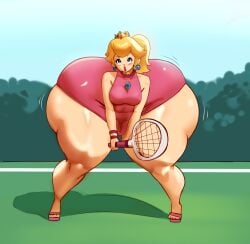 1girls ass ass_bigger_than_head ass_bigger_than_torso ass_body big_breasts blonde_female blonde_hair bottom_heavy hips_wider_than_shoulders huge_ass huge_thighs hyper hyper_ass hyper_bottom_half mario_(series) mario_tennis miniskirt nintendo princess_peach schnauzercito tennis_outfit tennis_racket tennis_uniform thick_legs thick_thighs thunder_thighs wide_hips