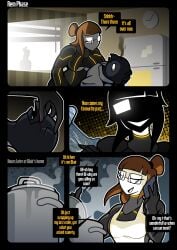 2026 absurd_res anthro appliance avian beak bird black_body black_bodysuit black_clothing black_latex black_skinsuit blair_(rem_phase) blood bodily_fluids bodysuit breasts brown_hair clothed clothed_anthro clothed_female clothed_human clothed_male clothing comic cooking cooking_pot corvid death dialogue duo empty_eyes english_text eyewear female fridge glasses hair hi_res human killing kitchen_appliance latex latex_bodysuit latex_clothing latex_skinsuit magpie_(corvid) male mammal oscine passerine rem_phase skinsuit smoke speech_bubble text tight_clothing wearing_glasses