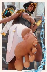 3d 3d_(artwork) 3d_render barefoot blender blizzard_entertainment bondage chained dark_skin dark_skinned_female domina domination dominatrix feet female femdom foot foot_fetish humiliation leash leash_pull mei_lee_art nail_polish overwatch overwatch_2 pov soles soles_female soles_fetish toes toes_spread vaira_singhania