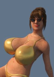 1girls 3d big_breasts bikini brown_hair female female_only mommy_maya original original_character solo sunglasses