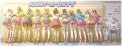 11girls 1boys blonde_hair bondage brown_hair commodification erenisch female for_rent for_rental for_sale high_heels hose illustration legal_slavery lineup long_hair male miniskirt panties panties_around_legs ponytail public_exposure public_humiliation public_nudity rear_pussy rear_view red_ass red_hair rental restrained short_hair skirt spank_marks spanked spanked_butt whip_marks