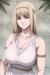 1milf ai_generated ancient ancient_greek_clothes attack_on_titan big_breasts blonde_female breasts female greco-roman_clothes greek_clothes milf royal royalty shingeki_no_kyojin tagme ymir_fritz