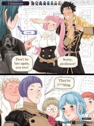 after_sex almost_caught claude_von_riegan fire_emblem fire_emblem:_three_houses half-dressed hilda_valentine_goneril lemonfiti