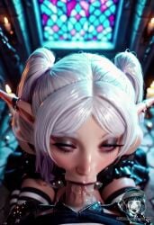 1boy ai_generated ai_video alberist audio bare_shoulders black_clothing black_lipstick candle cathedral choker church cum deepthroat earrings elf elf_ears eyeshadow fake_art fellatio female frieren goth gradient_hair green_eyes jewelry lace_trim large_penis lavender_hair looking_at_viewer makeup mascara moaning moaning_on_cock oral oral_sex painted_nails pov purple_hair skirt small_breasts sousou_no_frieren tagme thick_lips thighhighs twintails video white_hair