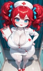 1female 1girl 1girls 2026 2026s ai ai-created ai_art ai_assisted ai_generated big_breasts blue_eyes blue_ribbon blue_ribbons blush breasts breasts_bigger_than_head cleavage clipboard curly_hair eyelashes female female_focus female_only footwear freckles freckles_on_face from_above hair hand_on_hip high_heels high_quality high_resolution highres hips holding_clipboard huge_breasts illustrious_(stable_diffusion) looking_at_viewer mascot_horror mob_entertainment mob_games nurse nurse_cap nurse_clothing nurse_hat nurse_headwear nurse_outfit nurse_uniform pixai pony_diffusion_(model) pony_diffusion_xl poppy_(poppy_playtime) poppy_playtime poppy_playtime_(chapter_2) poppy_playtime_(chapter_3) poppy_playtime_(chapter_4) poppy_playtime_(chapter_5) red_footwear red_hair red_high_heels red_lipstick red_shoes redhair redhead redhead_female ribbon ribbons shoes short_stack shortstack smile smiling smiling_at_viewer solo solo_female solo_focus stable_diffusion thick_thighs thighs twintails twintails_(hairstyle) urikoito white_skin wide_hips