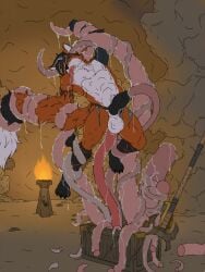 anal anal_sex animal_genitalia animal_penis ball black_body black_fur black_hair bottomwear canid canine canine_genitalia canine_penis claws clothed clothing fox fur genitals hair hi_res hunterramirez loincloth loincloth_only male mammal mimic mimic_chest multicolored_body multicolored_fur orange_body orange_fur penetration penis penis_tentacles sex solo tentacle tentacle_in_ass tentacle_penetration tentacle_sex topless trap_(contrivance) urethral urethral_penetration white_body white_fur white_hair zaron_naku_(zaron-naku)